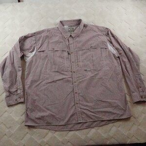 Drake Waterfowl Systems Button Up Shirt Mens 3XL Plaid Red Vented Fishing Casual